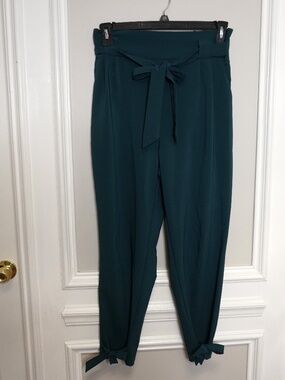 Women's Trousers High Waist Elegant Pencil Trousers Casual Bow Belt, Size L